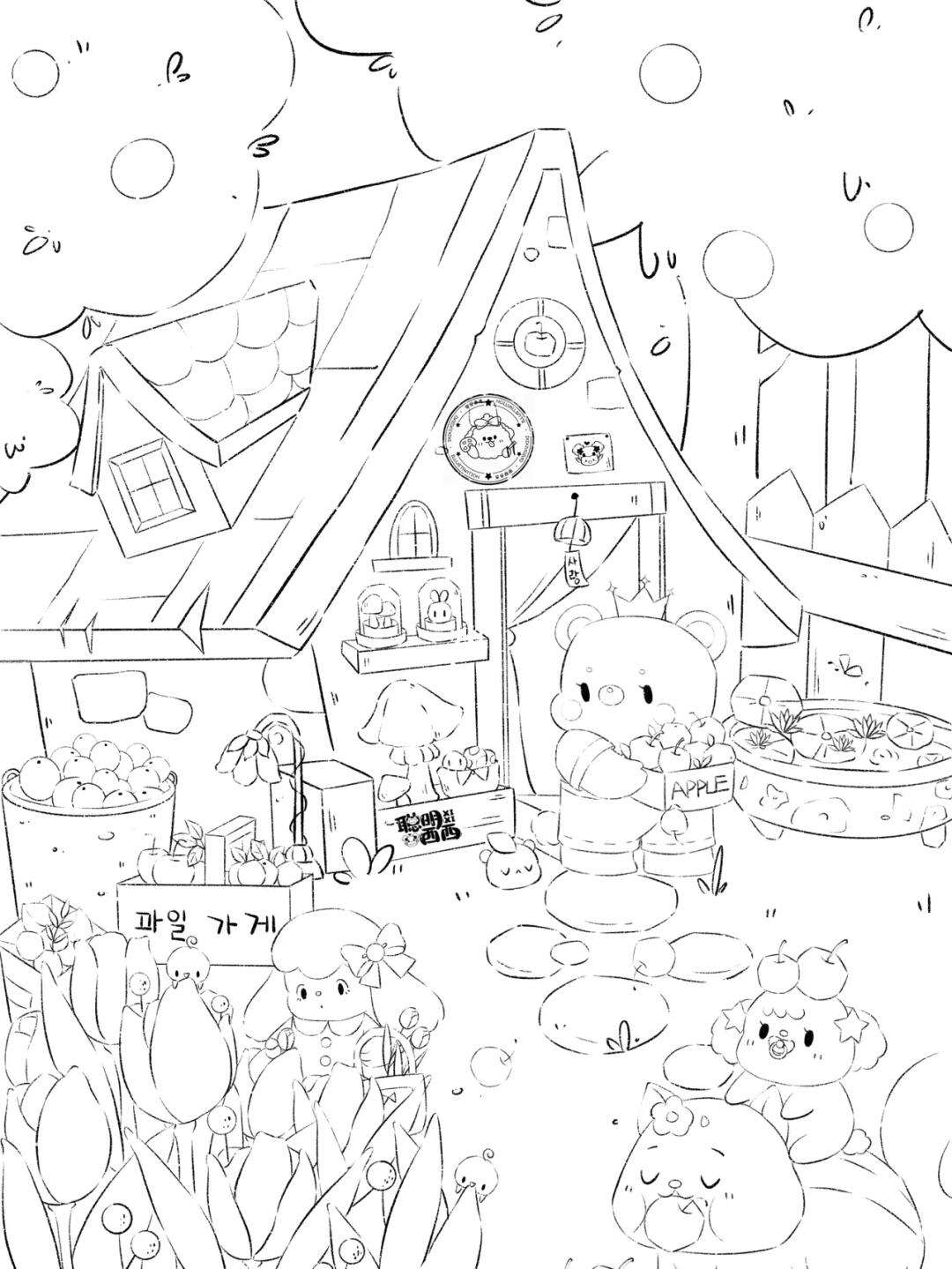 厨师版小苹果绘画小厨师简笔画儿童画